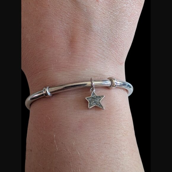 Coach Open Bangle Silver Tone Star Charm Bracelet - Picture 8 of 8